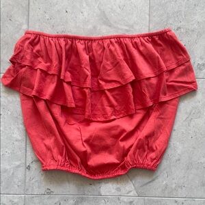 *NWT* Blu Moon Strapless Ruffle Cotton Top In Red - sz M
